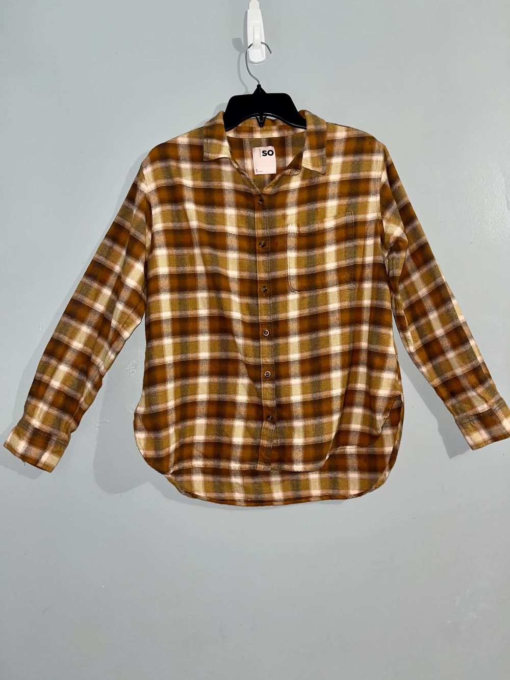 SO Brown Plaid Button-Up Shirt Size S